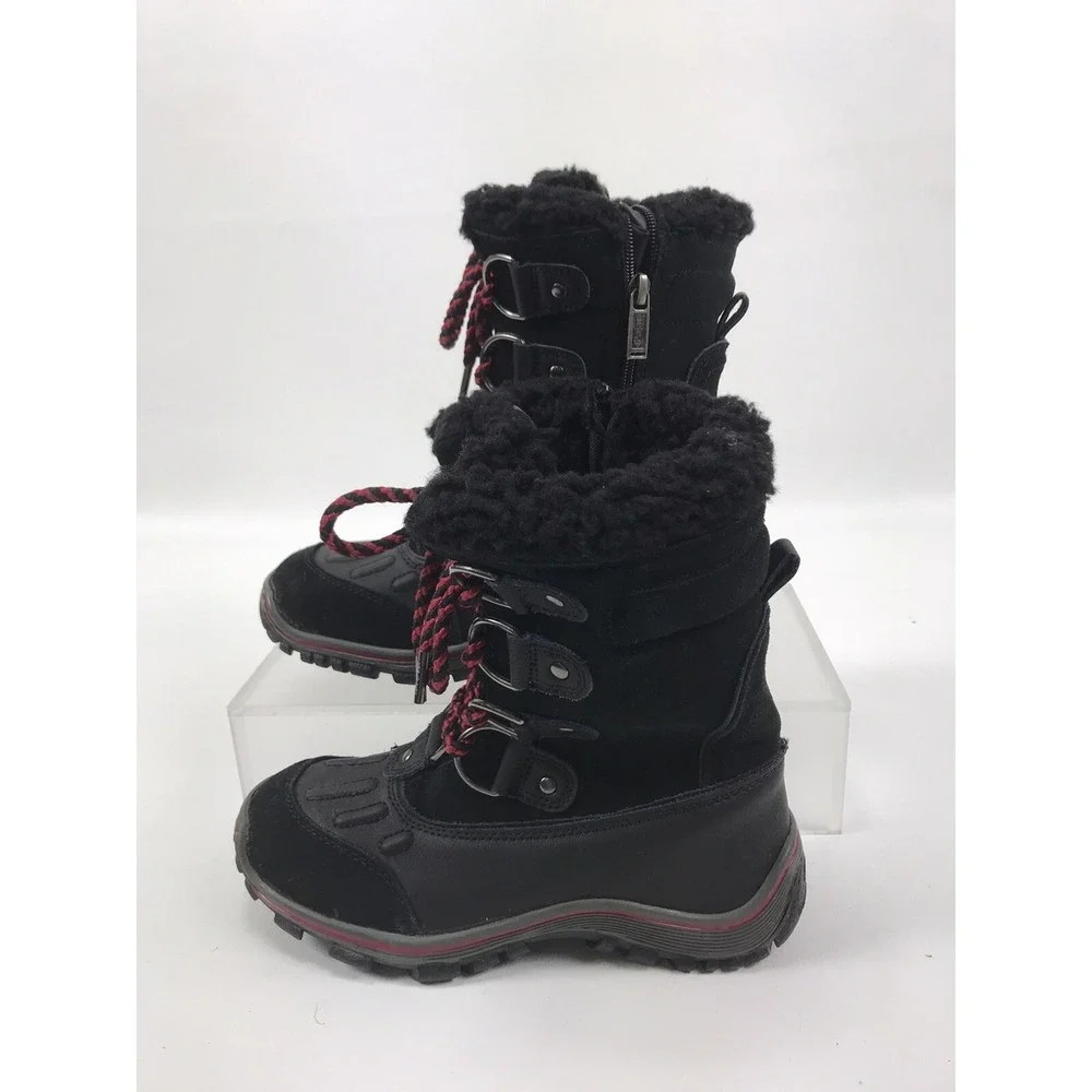 Pajar Black Fur Lined Winter Snow Waterproof Boots Womens US 6.5 EUR 37 Side Zip